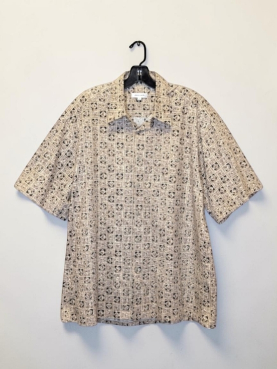 Vintage Pierre Cardin Button Down Shirt 90s Geometric Print Cotton Made in Korea - Picture 12 of 12